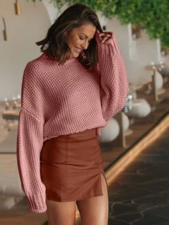 Rollkragenpullover In Rosa